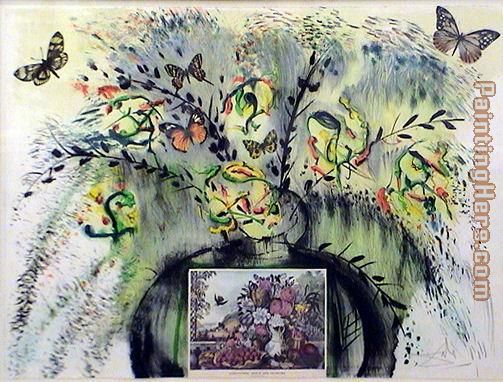 Les fleurs et fruite painting - Salvador Dali Les fleurs et fruite art painting